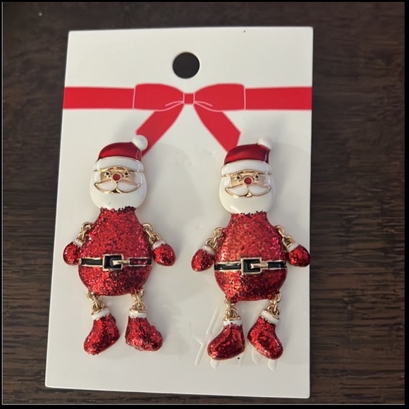 H&M Santa Clause Christmas Hanging Earrings NWT - Picture 2 of 5